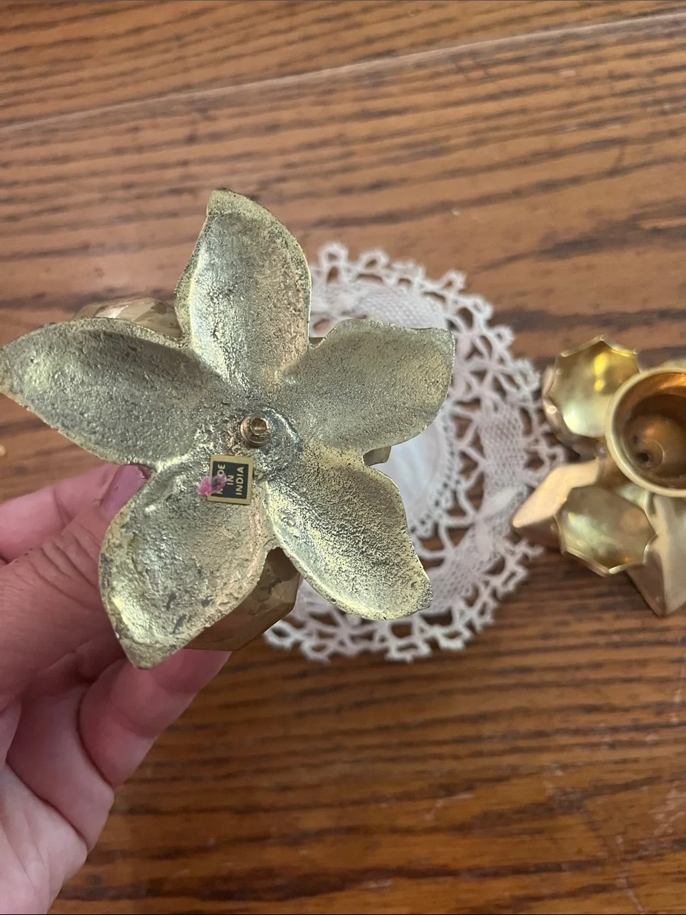 Brass Floral Candle Holders - Gold